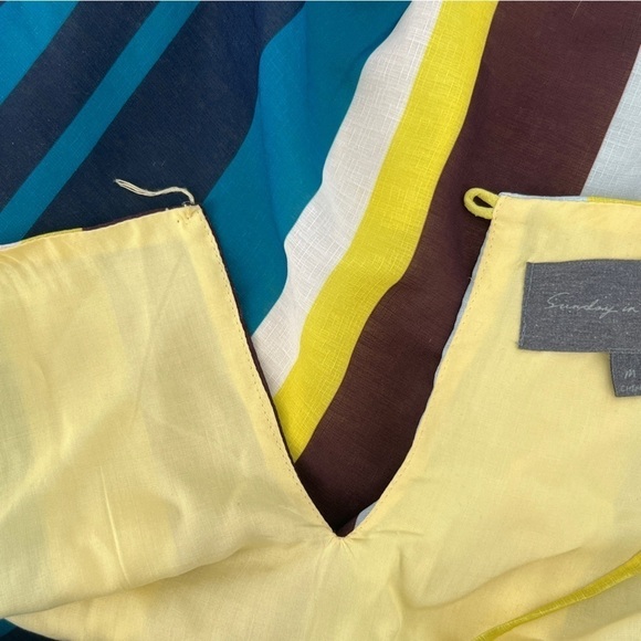Sunday In Brooklyn Yellow Brown Striped Sleeveless Blouse Size Medium Women’s - Picture 5 of 6